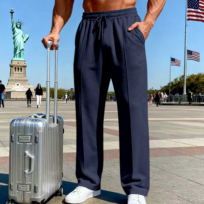 🛒 50 % Rabatt 👖Herrenhose mit elastischem Bund und Kordelzug, gerader Schnitt