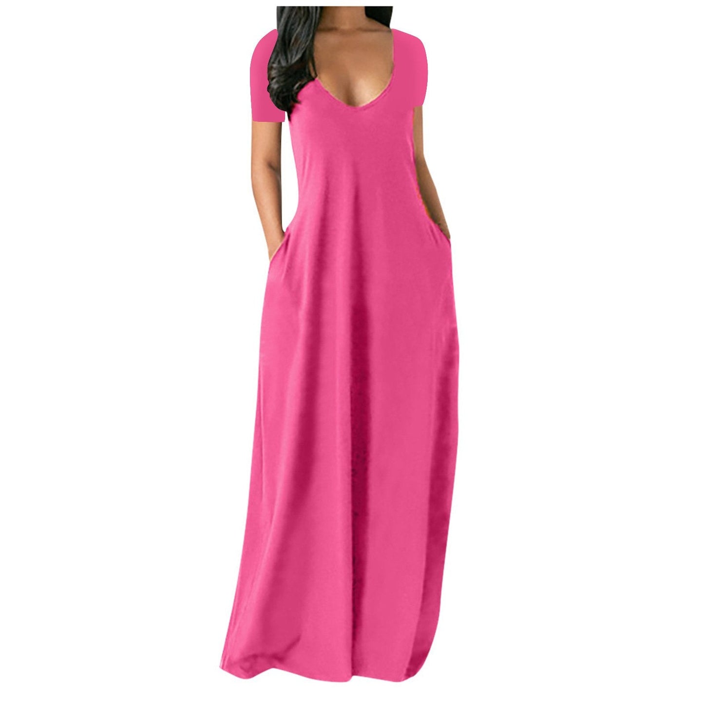 👗 Bequemes Kleid mit großen Taschen – Rundhals + Kurzarm, hautfreundlich & weich 🎨 11 Farben verfügbar – schmeichelt jeder Figur