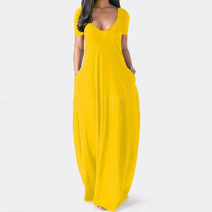 👗 Bequemes Kleid mit großen Taschen – Rundhals + Kurzarm, hautfreundlich & weich 🎨 11 Farben verfügbar – schmeichelt jeder Figur