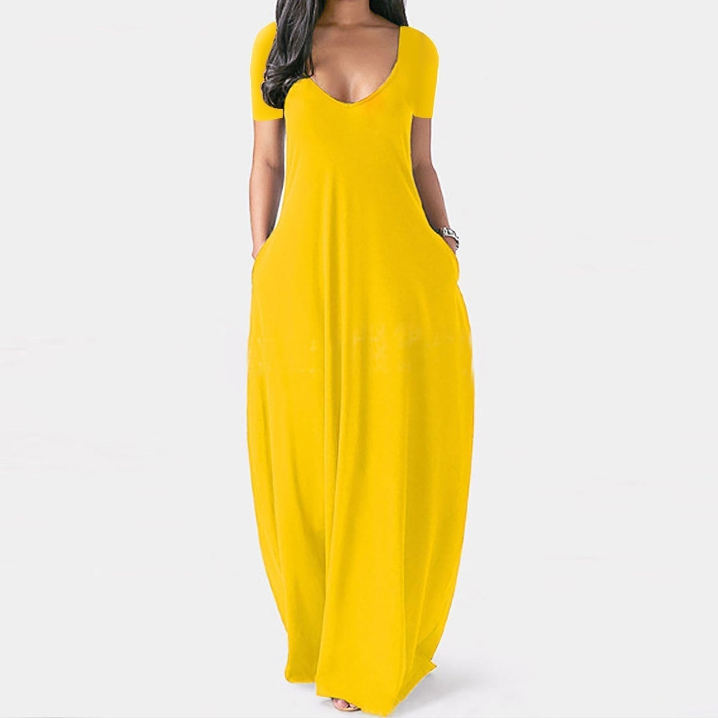 👗 Bequemes Kleid mit großen Taschen – Rundhals + Kurzarm, hautfreundlich & weich 🎨 11 Farben verfügbar – schmeichelt jeder Figur