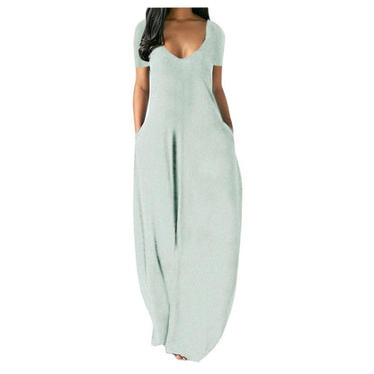 👗 Bequemes Kleid mit großen Taschen – Rundhals + Kurzarm, hautfreundlich & weich 🎨 11 Farben verfügbar – schmeichelt jeder Figur