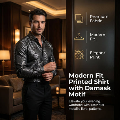 💎 -50% AUF DAS LANGÄRMLIGE SHIRT MIT DAMASTDRUCK ! 💎 Moderne Taillierte Passform, Seidige Struktur & Tadelloser Kragen ✨