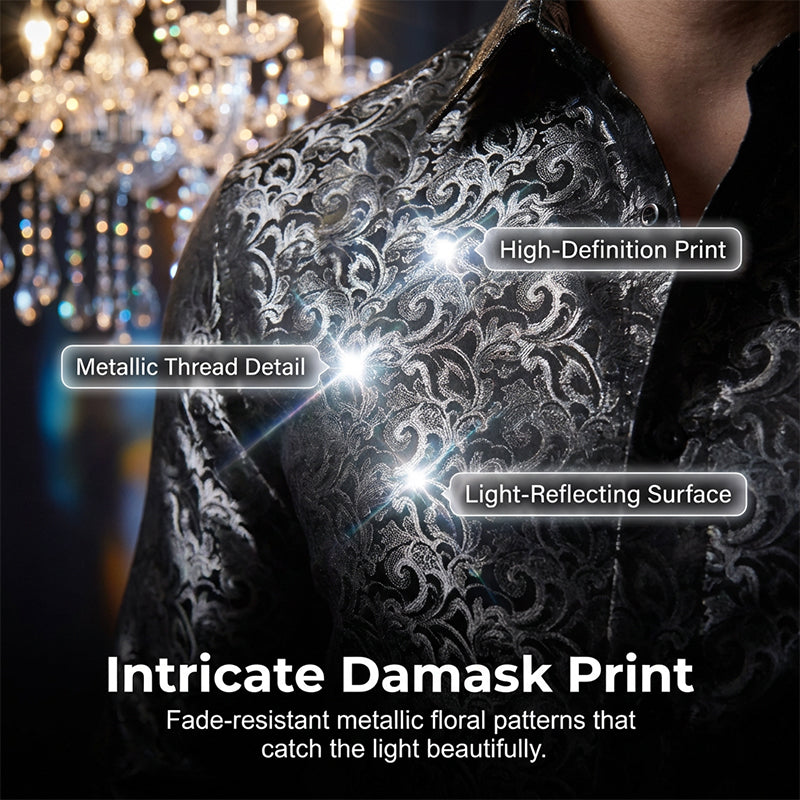 💎 -50% AUF DAS LANGÄRMLIGE SHIRT MIT DAMASTDRUCK ! 💎 Moderne Taillierte Passform, Seidige Struktur & Tadelloser Kragen ✨