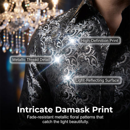 💎 -50% AUF DAS LANGÄRMLIGE SHIRT MIT DAMASTDRUCK ! 💎 Moderne Taillierte Passform, Seidige Struktur & Tadelloser Kragen ✨