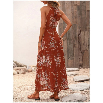 👗🌺 Halterkleid mit Schlitz und Blumenmuster – 50% RABATT! Sinnlich, leicht & perfekt für Sommer, Strand oder festliche Anlässe 🌸