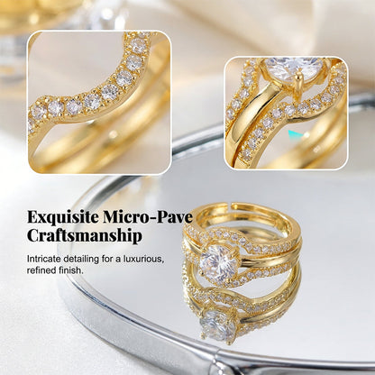 📢📢50 % Rabatt!! ⏰Vintage Zirkonia Ring – Verstellbarer Offener Ring für Damen, Elegant & Leicht Luxus für Zeige- oder Mittelfinger