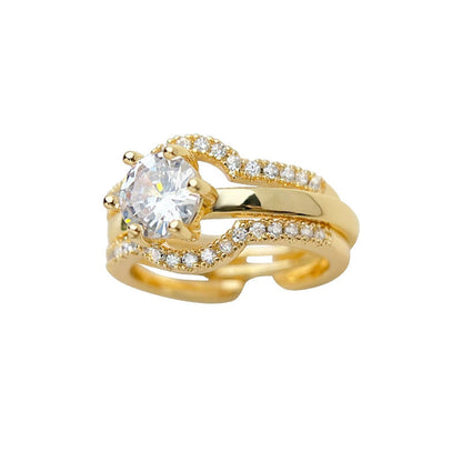 📢📢50 % Rabatt!! ⏰Vintage Zirkonia Ring – Verstellbarer Offener Ring für Damen, Elegant & Leicht Luxus für Zeige- oder Mittelfinger