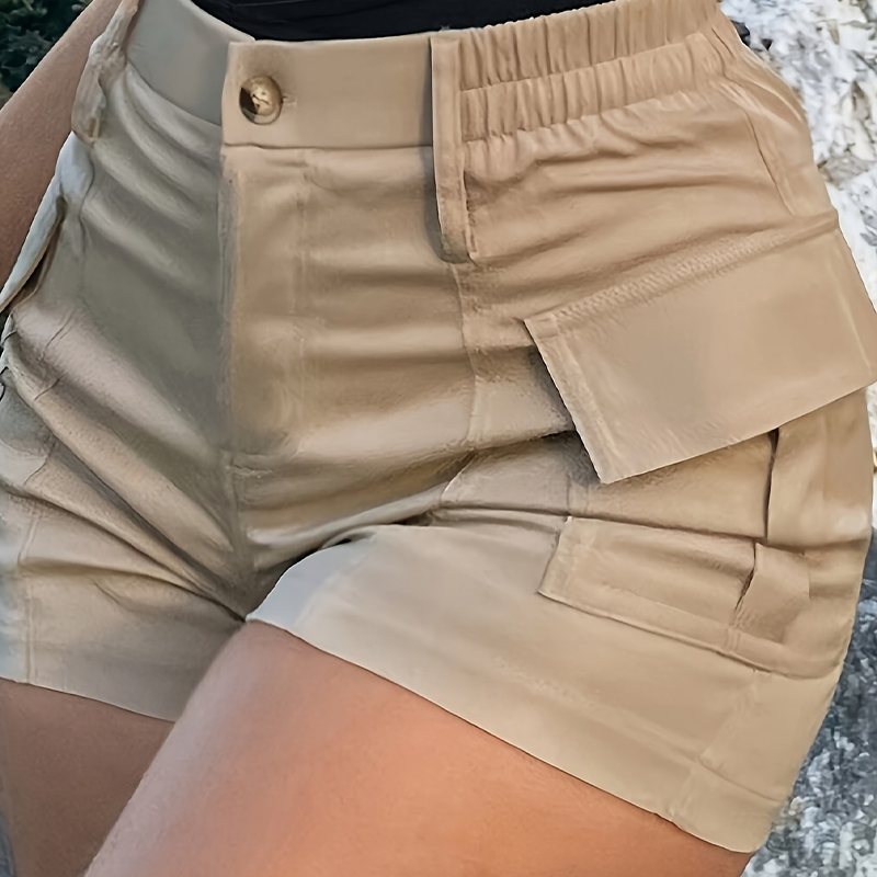 Cargo-Shorts für Damen mit hoher Taille und Taschen
