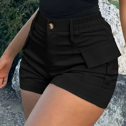 Cargo-Shorts für Damen mit hoher Taille und Taschen