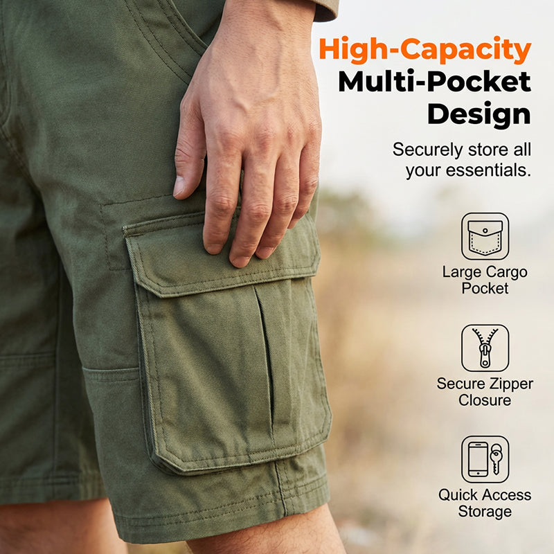 🩳 50% RABATT! 🏕️ Herren lässige Outdoor-Cargo-Shorts – Robust, viele Taschen & verstellbarer Bund – Ideal für Wandern, Arbeit oder den Alltag – bequem & funktional 🌿