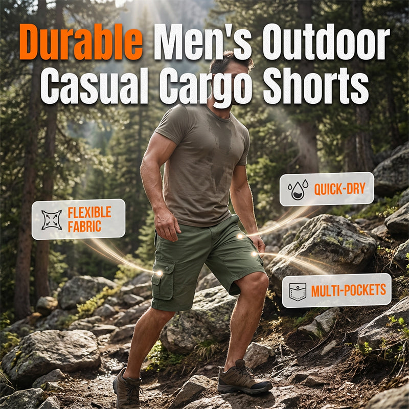 🩳 50% RABATT! 🏕️ Herren lässige Outdoor-Cargo-Shorts – Robust, viele Taschen & verstellbarer Bund – Ideal für Wandern, Arbeit oder den Alltag – bequem & funktional 🌿