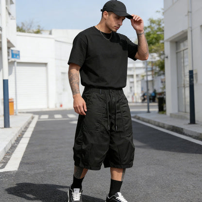 👖 LIMITIERT: 50% RABATT! 🔥 Herren-Caprihose in Übergrößen – Weites Bein, Elastischer Bund mit Kordelzug, Strapazierfähiges Polyester 🔥
