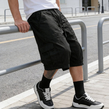 👖 LIMITIERT: 50% RABATT! 🔥 Herren-Caprihose in Übergrößen – Weites Bein, Elastischer Bund mit Kordelzug, Strapazierfähiges Polyester 🔥