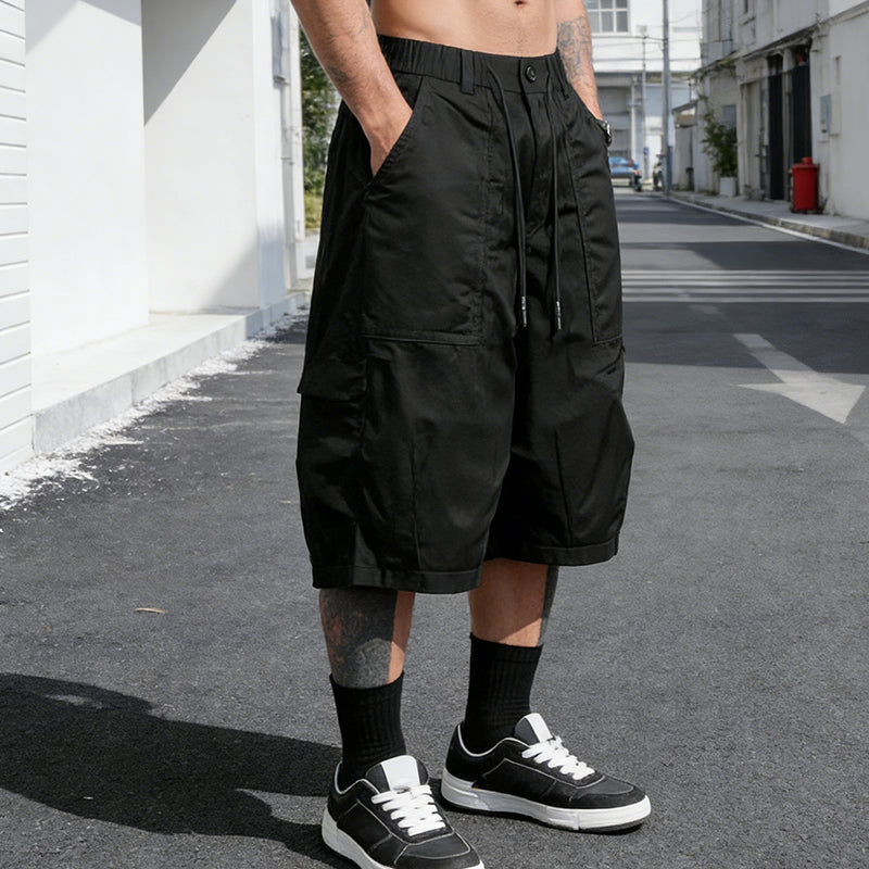 👖 LIMITIERT: 50% RABATT! 🔥 Herren-Caprihose in Übergrößen – Weites Bein, Elastischer Bund mit Kordelzug, Strapazierfähiges Polyester 🔥