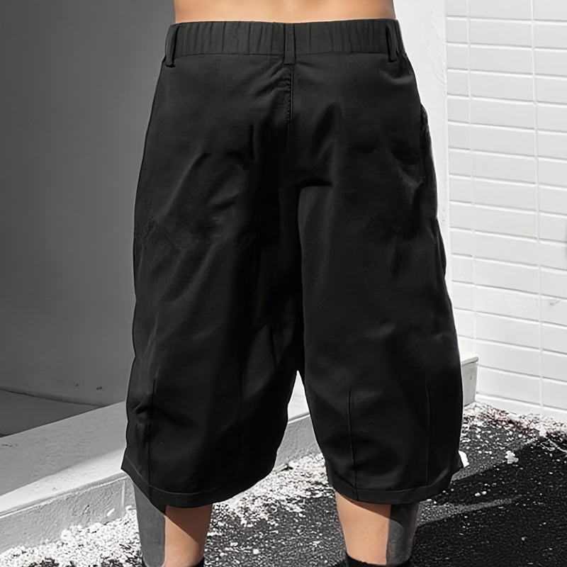 👖 LIMITIERT: 50% RABATT! 🔥 Herren-Caprihose in Übergrößen – Weites Bein, Elastischer Bund mit Kordelzug, Strapazierfähiges Polyester 🔥