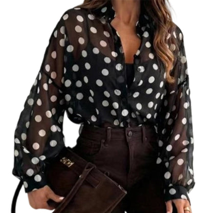 ✨🔥Damen-Hemd mit Knöpfen und Polka-Dots