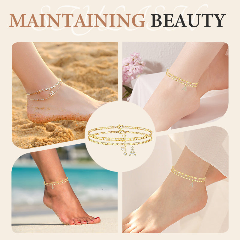 Mehrlagiger Gold-Fußkette für Damen – elegant & zeitlos – ideal für Sandalen & den Sommer✨🦶