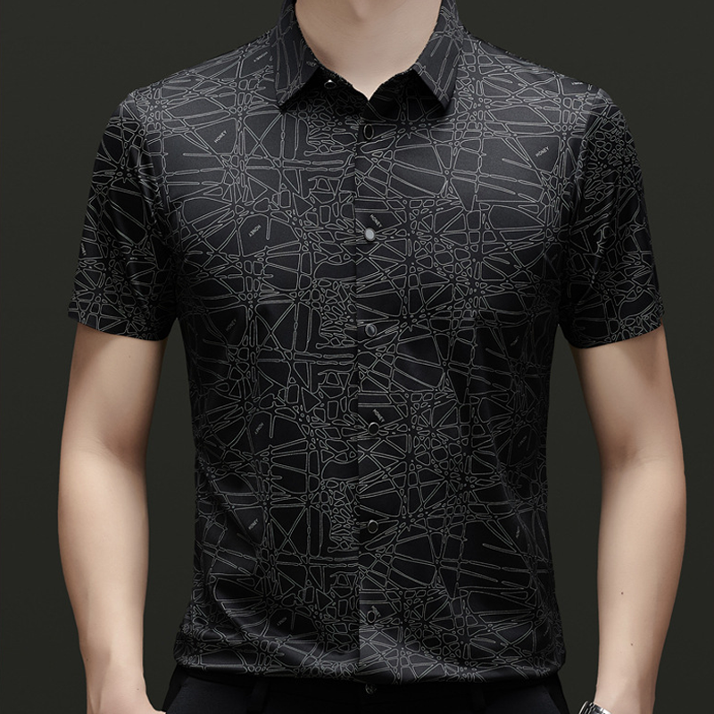 👔 50% RABATT! 🎨 Stilvolles Hemd mit Abstraktem Geometrischem Muster & Kragen für Herren – Leichter Stoff, Moderner Schnitt & Perfekt Für Freizeit & Büro 💼