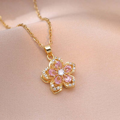 ✨1 kaufen 1 gratis dazu✨ Romantische Blumen-Anhänger-Halskette für Damen