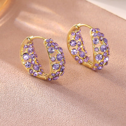 Sparkling Purple Zircon Hoop Earrings