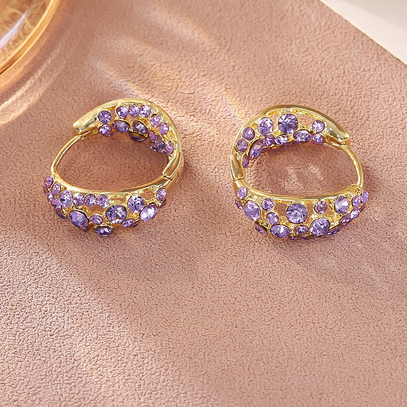 Sparkling Purple Zircon Hoop Earrings