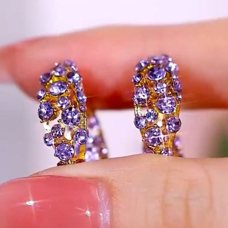 Sparkling Purple Zircon Hoop Earrings