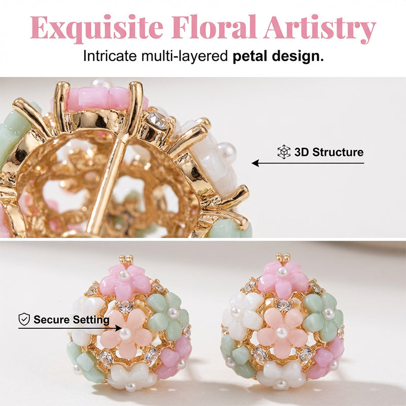 Elegante Ohrringe mit bunten Blumenmotiven aus Zirkonia