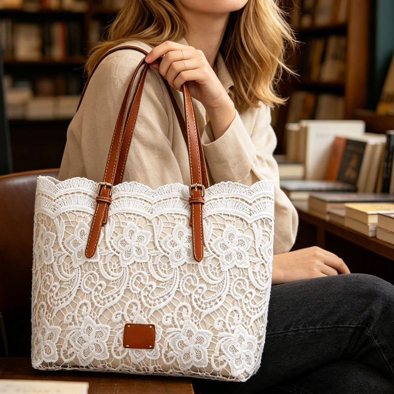 👜 62% RABATT! 👛 Elegante Spitzen-Tote-Bag mit Großem Fassungsvermögen – Stilvolles Design, Robuste Verarbeitung & Ideal Für Einkäufe, Strand & Alltag 🏖️