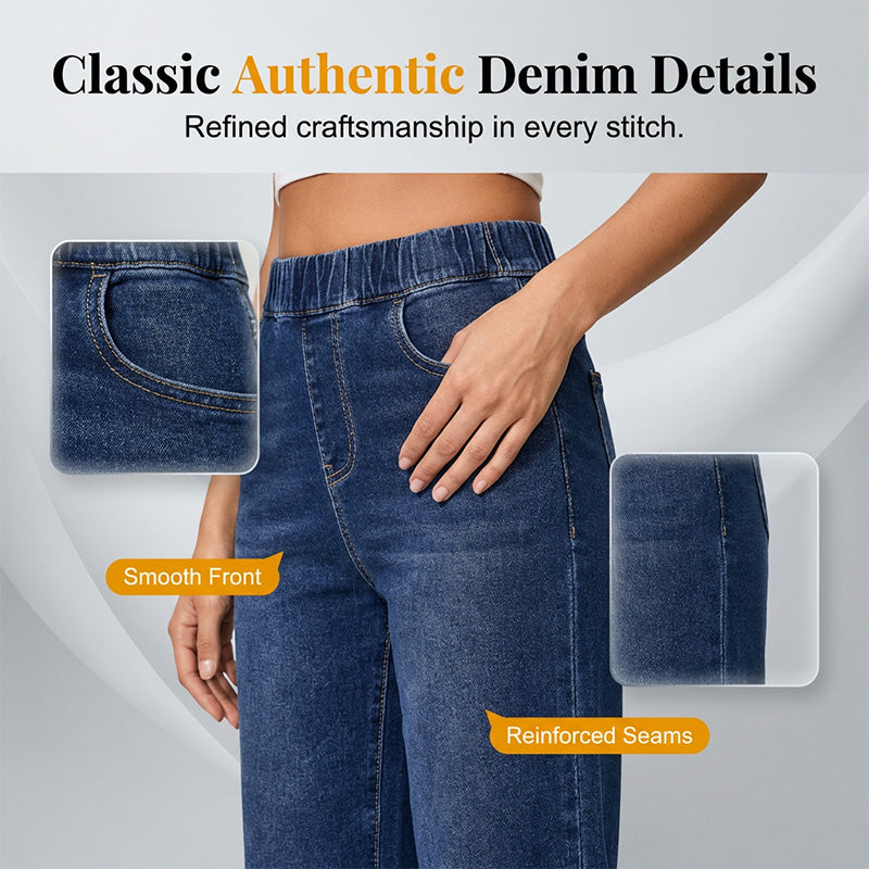 👖 LIMITED-TIME 50% RABATT! ✨ Weite Damen-Crop-Jeans mit Gummibund – Bequem, Weitbeinig, Denim 🍂
