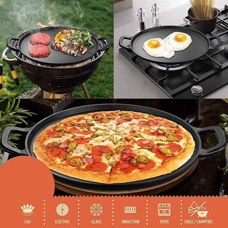 Non-Stick Cast Iron Griddle Pan with Handles