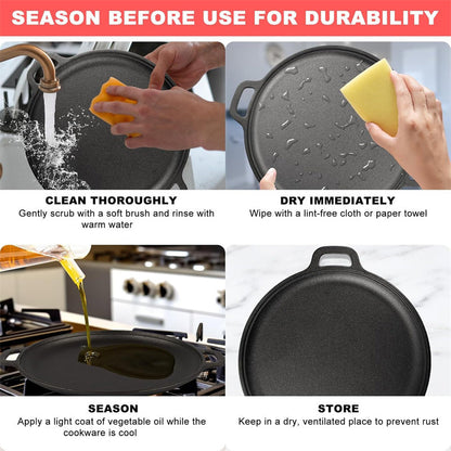 Non-Stick Cast Iron Griddle Pan with Handles