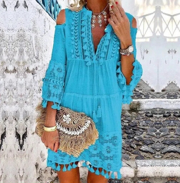 👗 59% RABATT! 🌿 Damen Sommerkleid aus Baumwolle & Leinen mit Stickerei – Lockere Passform, Atmungsaktiv & UV-Schutz ☀️