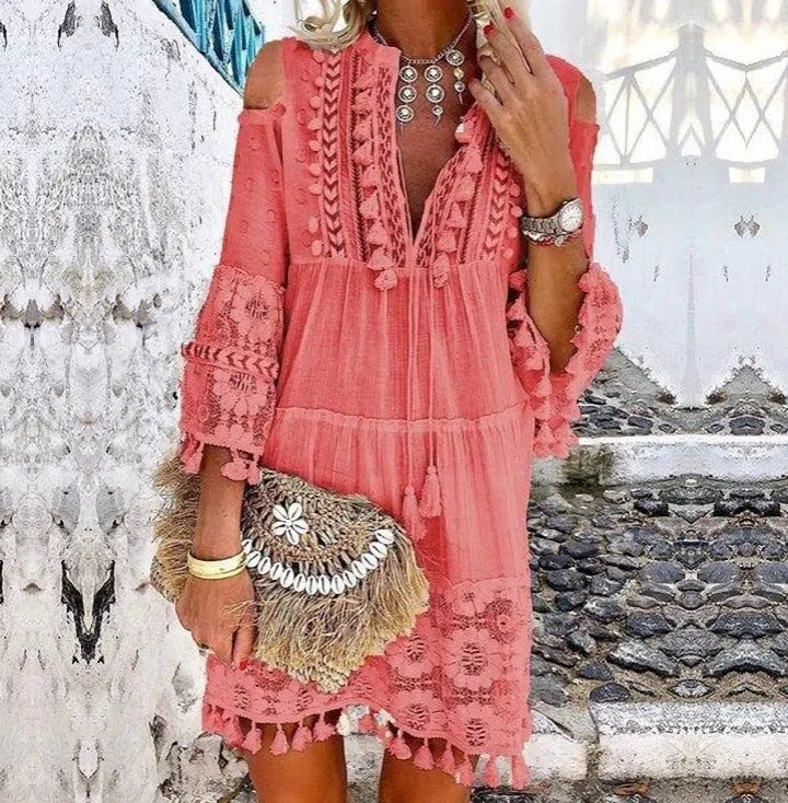 👗 59% RABATT! 🌿 Damen Sommerkleid aus Baumwolle & Leinen mit Stickerei – Lockere Passform, Atmungsaktiv & UV-Schutz ☀️