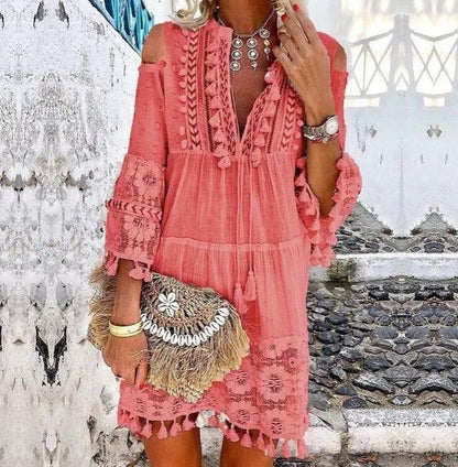 👗 59% RABATT! 🌿 Damen Sommerkleid aus Baumwolle & Leinen mit Stickerei – Lockere Passform, Atmungsaktiv & UV-Schutz ☀️