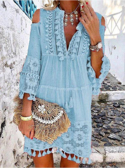 👗 59% RABATT! 🌿 Damen Sommerkleid aus Baumwolle & Leinen mit Stickerei – Lockere Passform, Atmungsaktiv & UV-Schutz ☀️