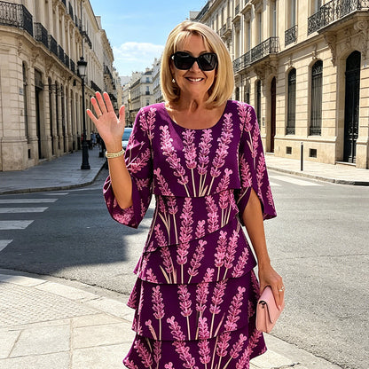 🌺Chic Tiered Midi Dress with Floral Pattern