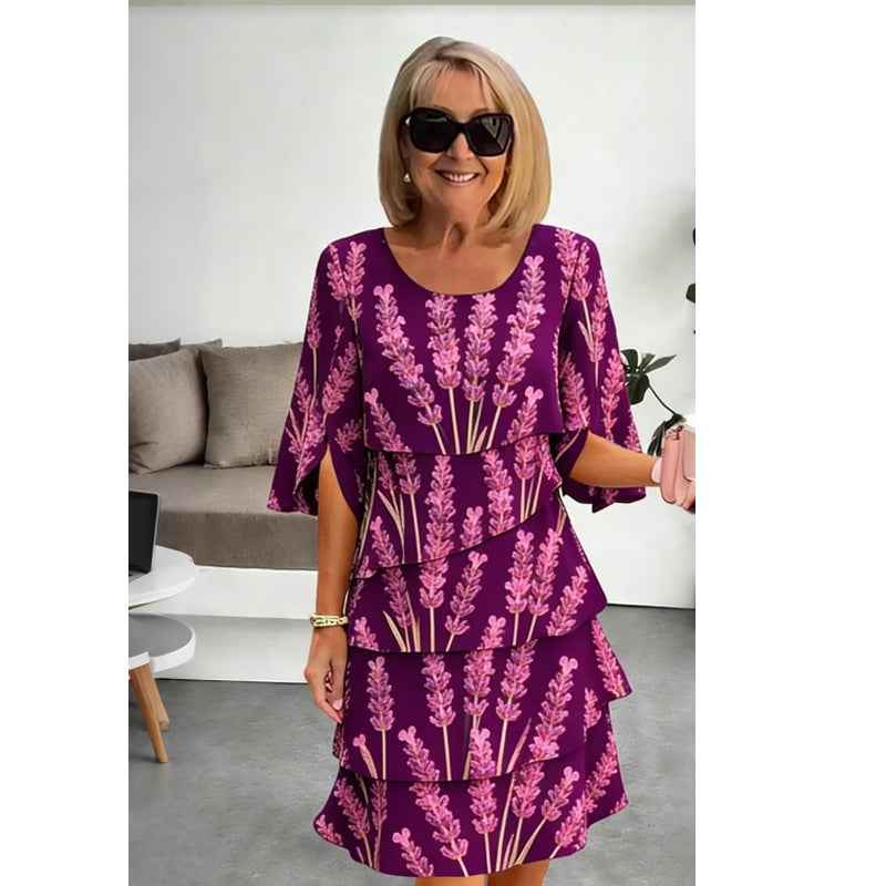 🌺Chic Tiered Midi Dress with Floral Pattern