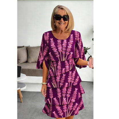 🌺Chic Tiered Midi Dress with Floral Pattern