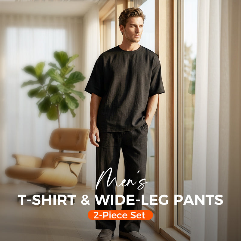 🎁Neuheiten 2026 – 50 % reduziert!💥 Herren-T-Shirt & weite Hose, 2-teiliges Set