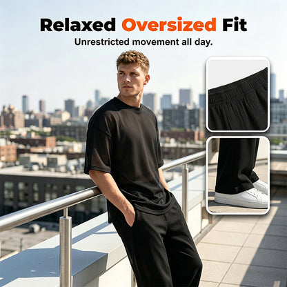 🎁Neuheiten 2026 – 50 % reduziert!💥 Herren-T-Shirt & weite Hose, 2-teiliges Set