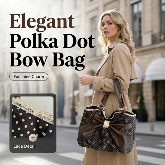 👜🎀 Damen elegante Schultertasche mit Polka-Dots, Spitze und Schleife – 50% RABATT! Romantisch, verspielt & perfekt für Alltag oder festliche Anlässe ✨