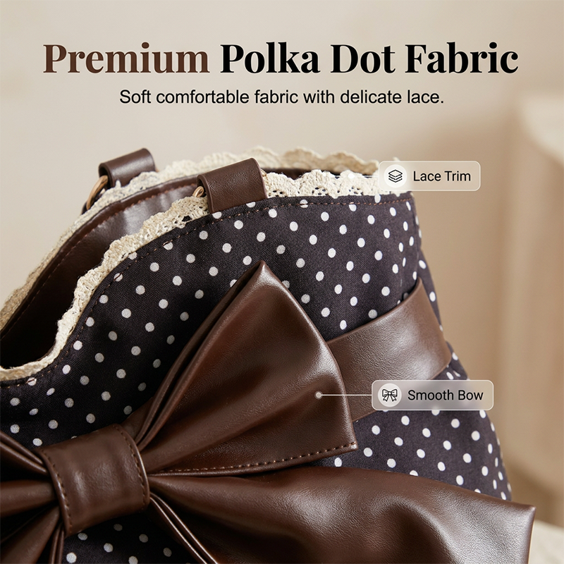 👜🎀 Damen elegante Schultertasche mit Polka-Dots, Spitze und Schleife – 50% RABATT! Romantisch, verspielt & perfekt für Alltag oder festliche Anlässe ✨