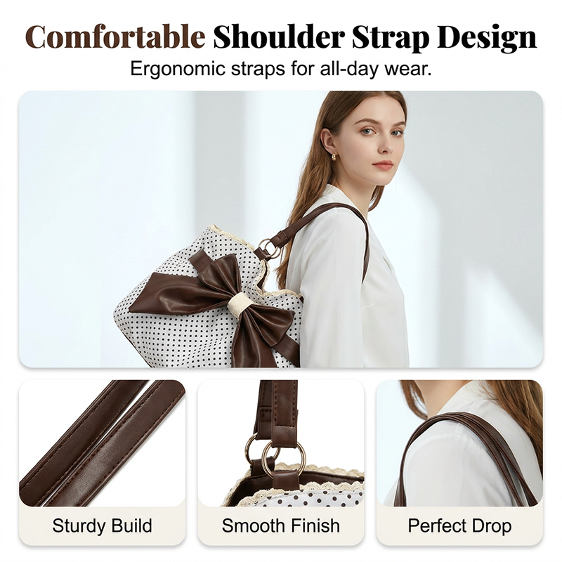 👜🎀 Damen elegante Schultertasche mit Polka-Dots, Spitze und Schleife – 50% RABATT! Romantisch, verspielt & perfekt für Alltag oder festliche Anlässe ✨