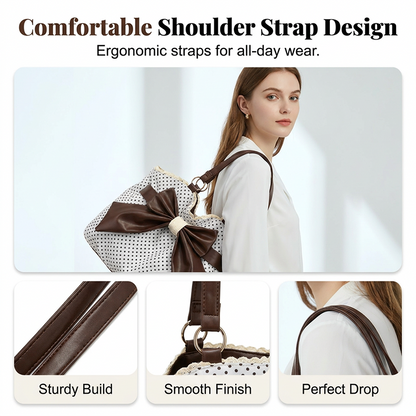 👜🎀 Damen elegante Schultertasche mit Polka-Dots, Spitze und Schleife – 50% RABATT! Romantisch, verspielt & perfekt für Alltag oder festliche Anlässe ✨