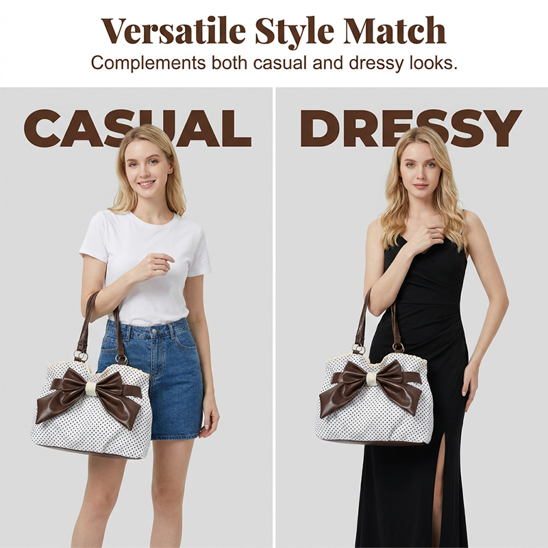 👜🎀 Damen elegante Schultertasche mit Polka-Dots, Spitze und Schleife – 50% RABATT! Romantisch, verspielt & perfekt für Alltag oder festliche Anlässe ✨