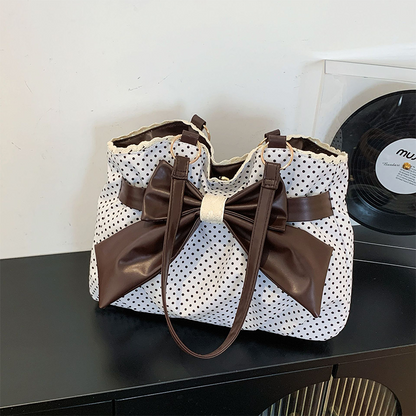 👜🎀 Damen elegante Schultertasche mit Polka-Dots, Spitze und Schleife – 50% RABATT! Romantisch, verspielt & perfekt für Alltag oder festliche Anlässe ✨