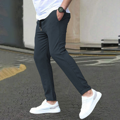 Einfarbige Herren-Slim-Fit-Hosen mit Knöchellänge