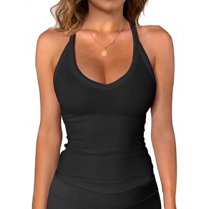 💥 50% RABATT! 👚 Damen Ribbed V-Ausschnitt Tanktop – Stretchig, figurbetont & ideal für Sommer, Sport & Layering ✨