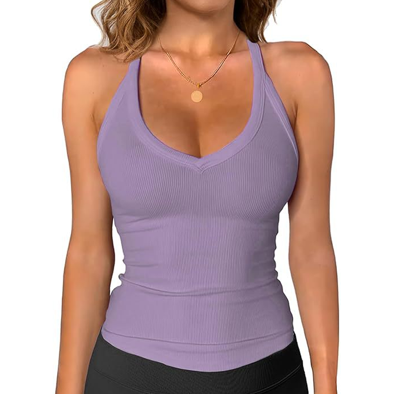 💥 50% RABATT! 👚 Damen Ribbed V-Ausschnitt Tanktop – Stretchig, figurbetont & ideal für Sommer, Sport & Layering ✨