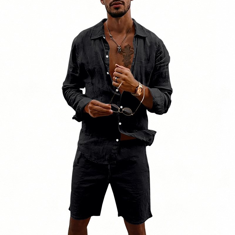 👔 NUR FÜR KURZE ZEIT 50% RABATT! ✨ Herren-Leinenhemd & Shorts Set – Lässig, Sommerlich, Luftig ✨
